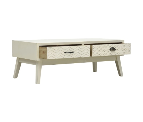 vidaXL Mesa de centro con 2 cajones tallados madera gris 110x50x40 cm