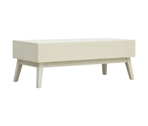 Mesa de centro con 2 cajones tallados madera gris 110x50x40 cm