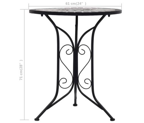 Mesa bistro de mosaico cerámica gris 61 cm