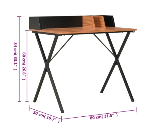 Escritorio negro y marrón 80x50x84 cm