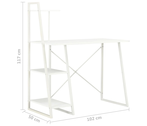 Escritorio con estantería blanco 102x50x117 cm