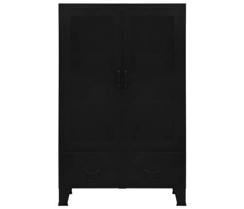 Armario oficina indutrial puertas malla acero negro 75x40x120cm