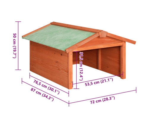 Caseta de cortacésped robótico madera maciza abeto 72x87x50 cm