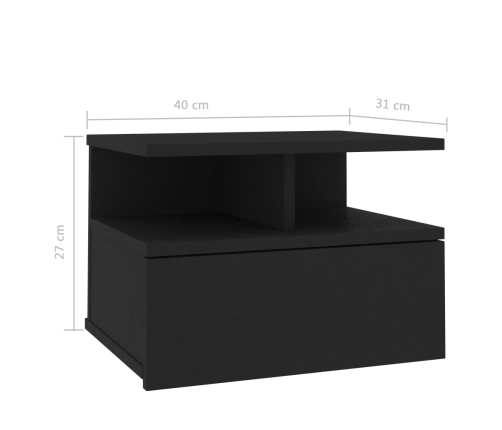 vidaXL Mesitas de noche flotantes 2 uds madera negra 40x31x27 cm