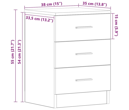 Mesita de noche madera contrachapada blanco 38x35x56 cm