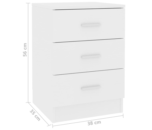 vidaXL Mesita de noche madera contrachapada blanco 38x35x56 cm