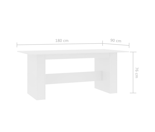 vidaXL Mesa de comedor de madera de ingeniería blanco 180x90x76 cm