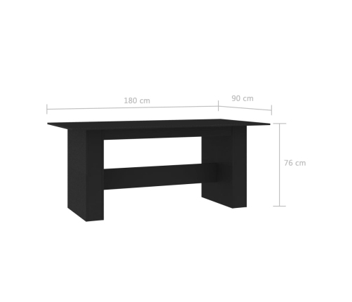 Mesa de comedor de madera de ingeniería negro 180x90x76 cm