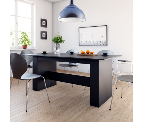 Mesa de comedor de madera de ingeniería negro 180x90x76 cm