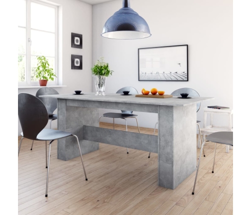 vidaXL Mesa de comedor madera de ingeniería gris hormigón 180x90x76 cm