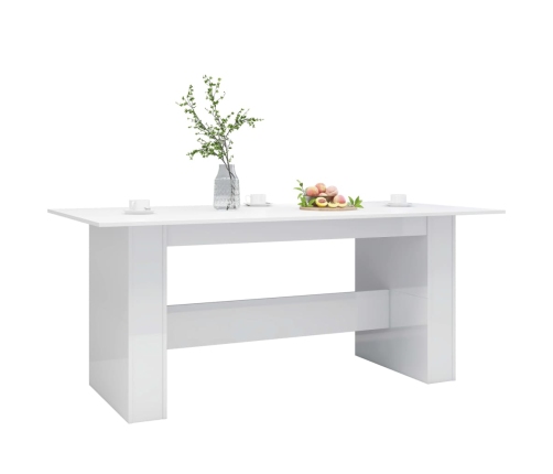 Mesa de comedor madera de ingeniería blanco brillo 180x90x76 cm