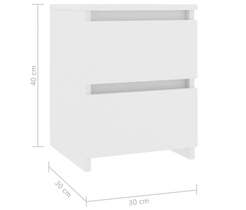 Mesita de noche madera contrachapada blanco 30x30x40 cm