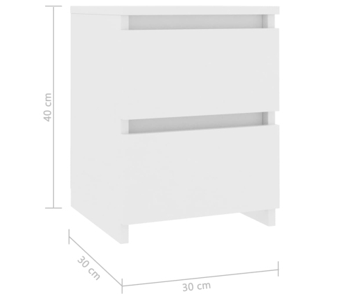 Mesitas de noche 2 uds madera contrachapada blanco 30x30x40 cm