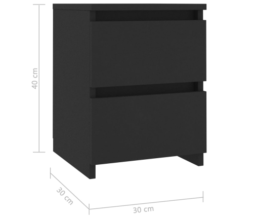 Mesitas de noche 2 unidades aglomerado negro 30x30x40 cm