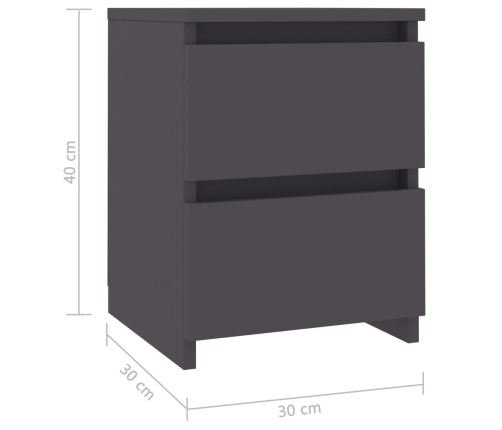 Mesitas de noche 2 unidades aglomerado gris 30x30x40 cm