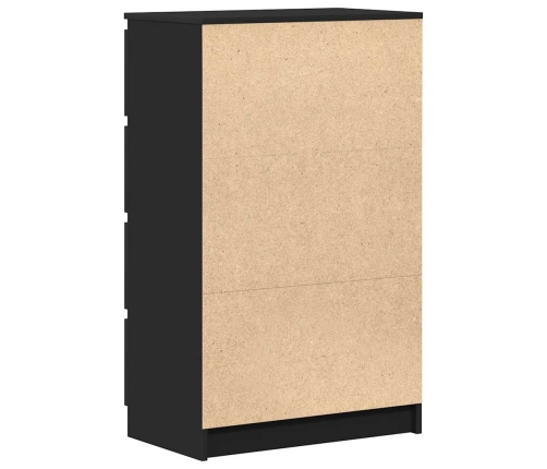 Aparador de madera contrachapada negro 60x35x98,5 cm
