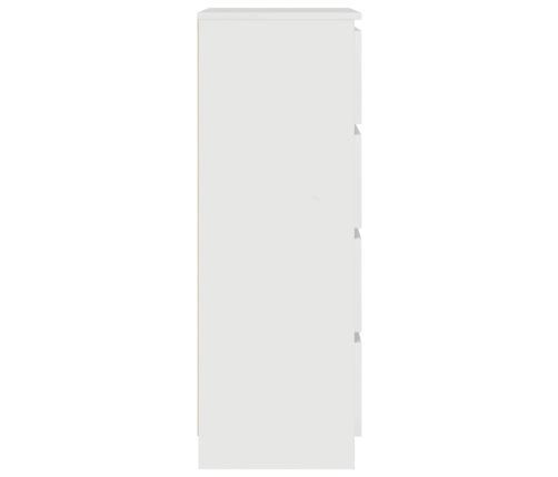 Aparador de madera contrachapada blanco brillante 60x35x98,5 cm