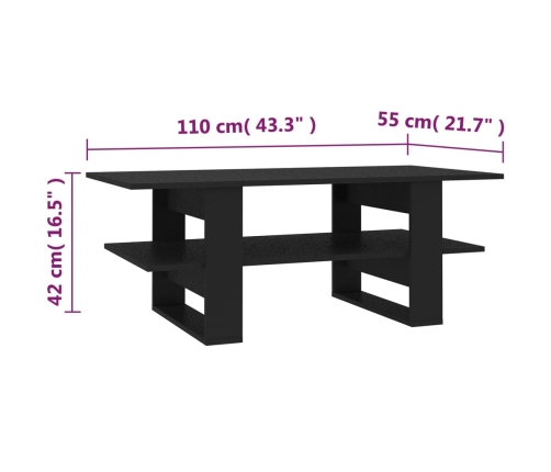 vidaXL Mesa de centro madera de ingeniería negra 110x55x42 cm