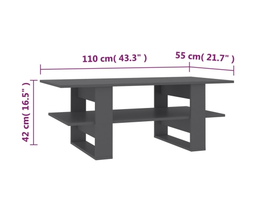 Mesa de centro madera de ingeniería gris 110x55x42 cm