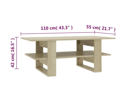 Mesa de centro madera de ingeniería roble Sonoma 110x55x42 cm