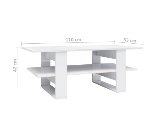 vidaXL Mesa de centro madera de ingeniería negro brillo 110x55x42 cm