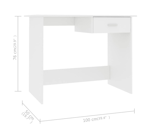 Escritorio de madera contrachapada blanco 100x50x76 cm