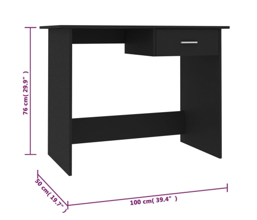 Escritorio de aglomerado negro 100x50x76 cm