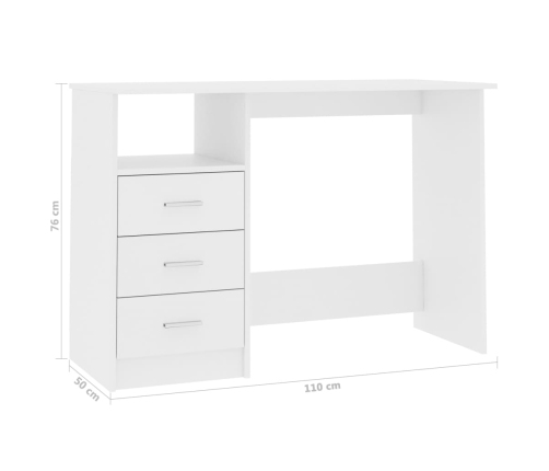 Escritorio con cajones de aglomerado blanco 110x50x76 cm