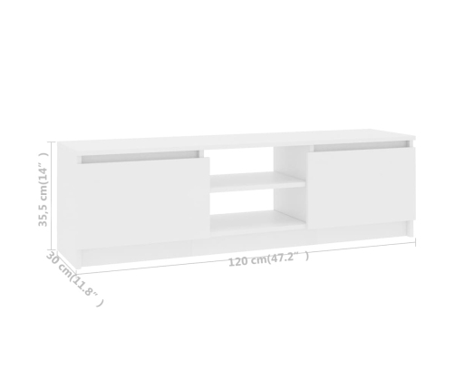 Mueble para TV madera contrachapada blanco 120x30x35,5 cm