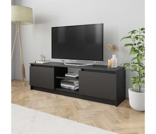 Mueble para TV de aglomerado negro 120x30x35,5 cm