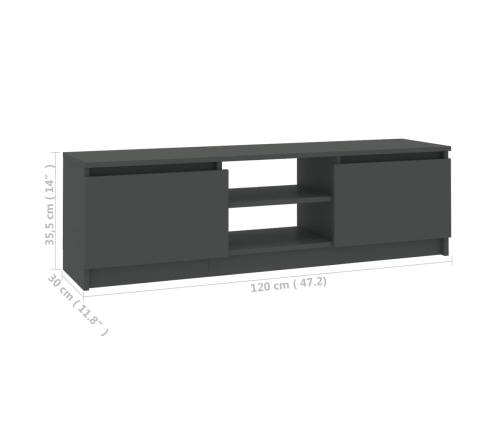 vidaXL Mueble para TV de aglomerado gris 120x30x35,5 cm