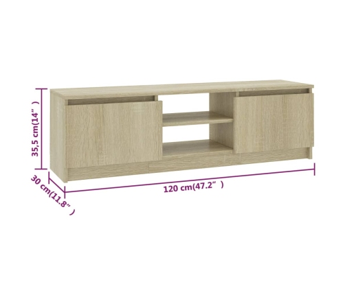 Mueble de TV aglomerado color roble Sonoma 120x30x35,5 cm