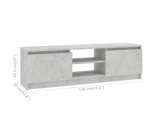 Mueble para TV de aglomerado gris hormigón 120x30x35,5 cm