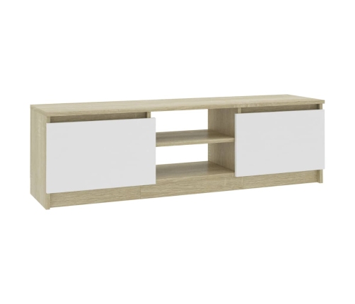 vidaXL Mueble de TV de aglomerado blanco roble Sonoma 120x30x35,5 cm