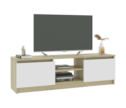 vidaXL Mueble de TV de aglomerado blanco roble Sonoma 120x30x35,5 cm