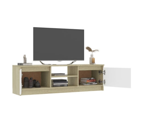 vidaXL Mueble de TV de aglomerado blanco roble Sonoma 120x30x35,5 cm