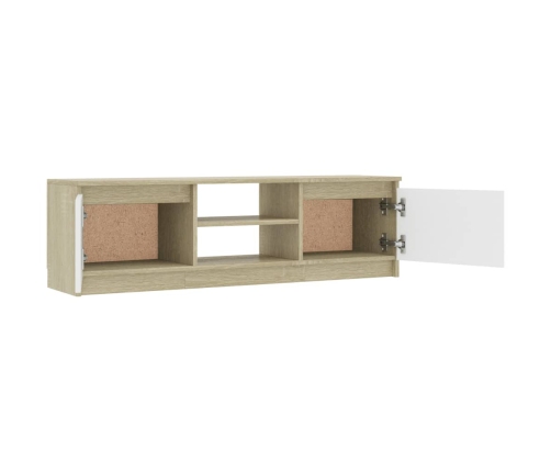 vidaXL Mueble de TV de aglomerado blanco roble Sonoma 120x30x35,5 cm