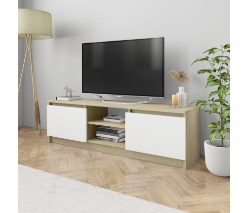 vidaXL Mueble de TV de aglomerado blanco roble Sonoma 120x30x35,5 cm