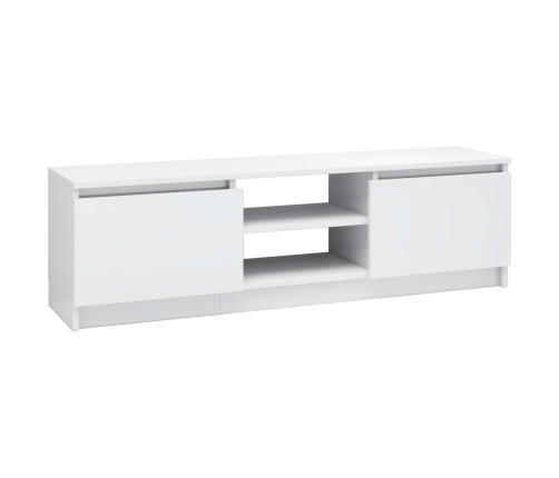 Mueble de TV de aglomerado blanco brillante 120x30x35,5 cm