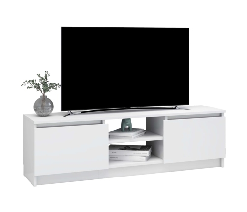 Mueble de TV de aglomerado blanco brillante 120x30x35,5 cm