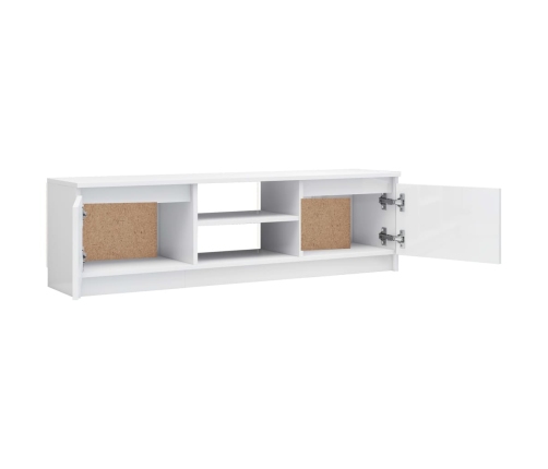 Mueble de TV de aglomerado blanco brillante 120x30x35,5 cm