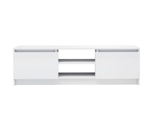 Mueble de TV de aglomerado blanco brillante 120x30x35,5 cm