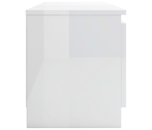 Mueble de TV de aglomerado blanco brillante 120x30x35,5 cm