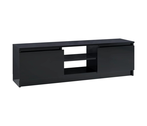 Mueble de TV de aglomerado negro brillante 120x30x35,5 cm