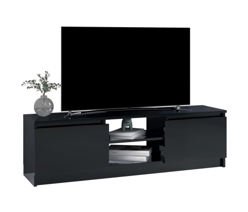 Mueble de TV de aglomerado negro brillante 120x30x35,5 cm