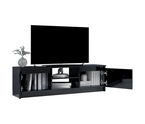 Mueble de TV de aglomerado negro brillante 120x30x35,5 cm