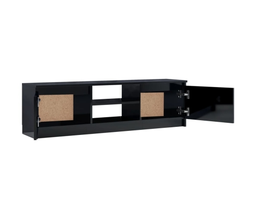 Mueble de TV de aglomerado negro brillante 120x30x35,5 cm