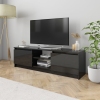 Mueble de TV de aglomerado negro brillante 120x30x35,5 cm