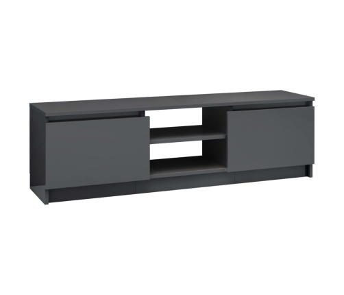 Mueble de TV de aglomerado gris brillante 120x30x35,5 cm