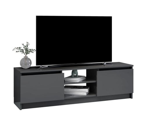 Mueble de TV de aglomerado gris brillante 120x30x35,5 cm